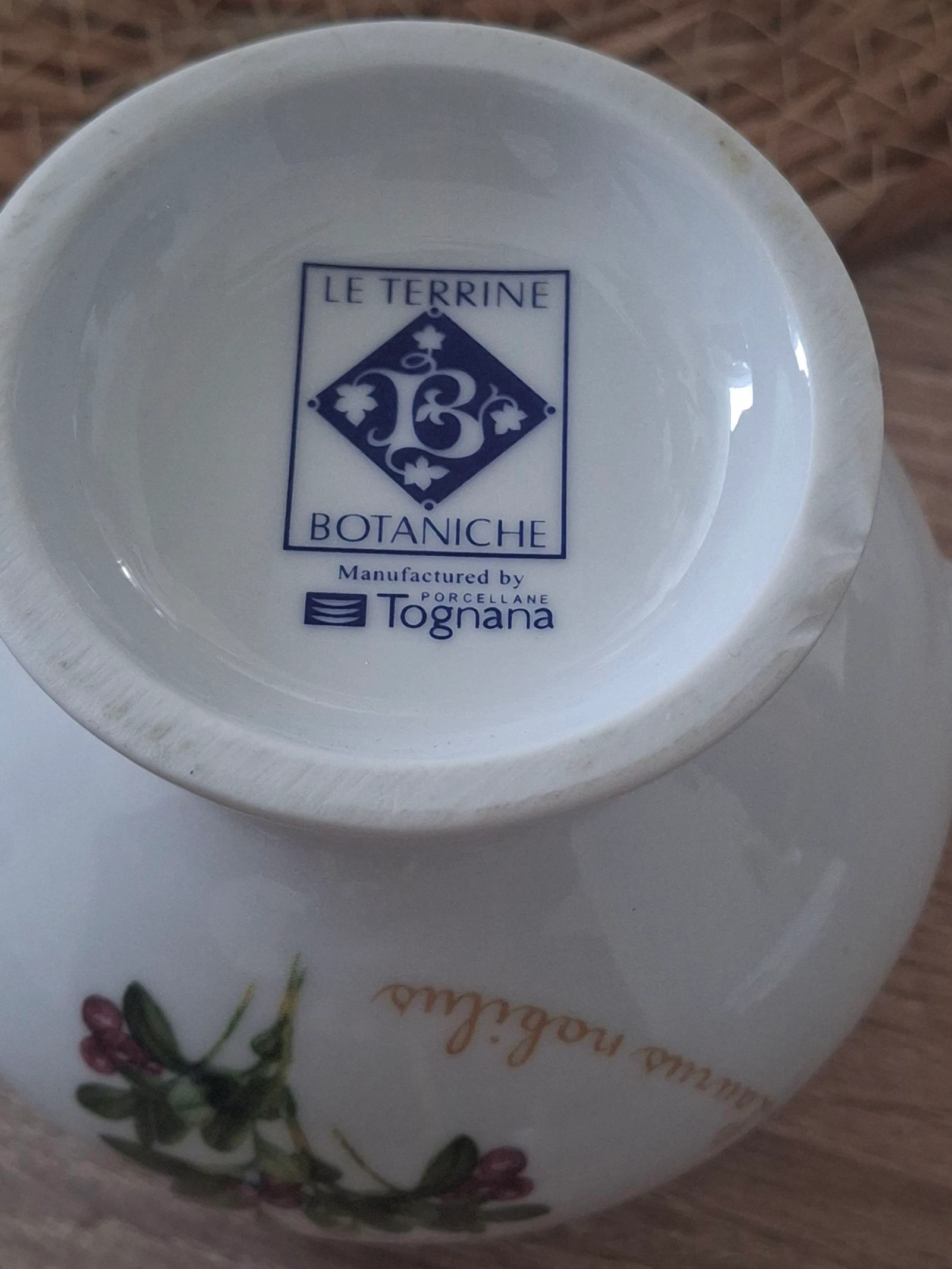 Stunning Miniature Soup Bowl Italian Porcelain Spice Pot Botanical Pattern – photo 10